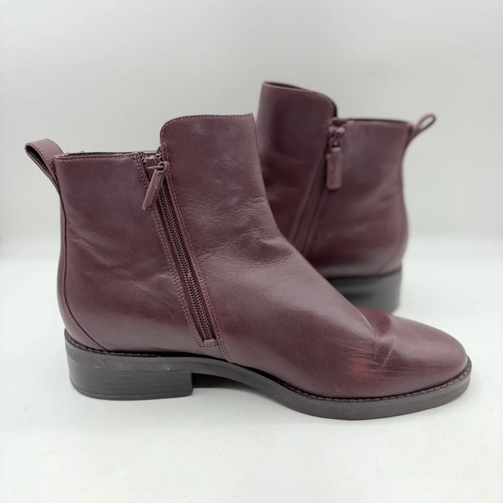 Cole‎ Haan River Chelsea Bootie Ankle Boots Burgundy Leather Side Zip Women 11